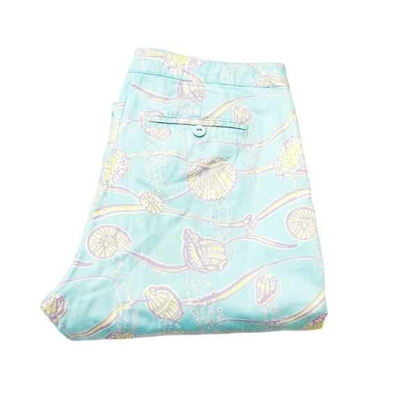 Lilly Pulitzer Blue Printed Straight Leg Denim Jean Printed Pant Cotton Size 4 - Picture 1 of 7